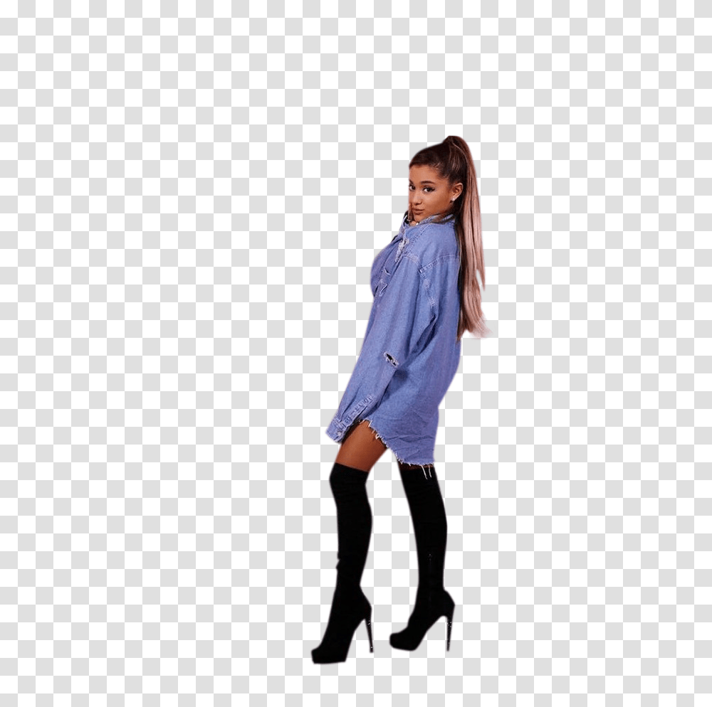 Ariana Grande In Blue Pullover And Black Stockings Image, Apparel, Female, Person Transparent Png