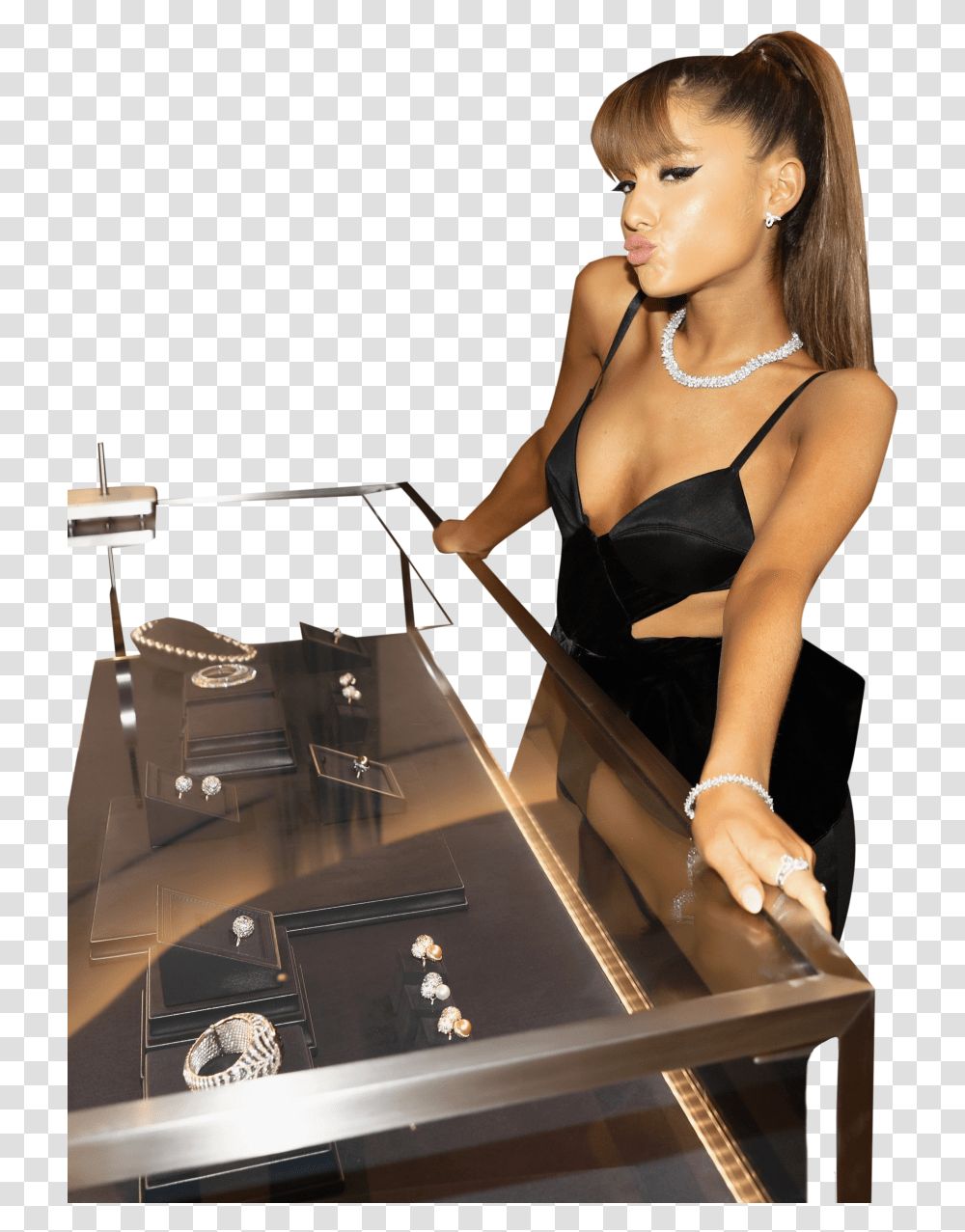 Ariana Grande In Hot Black Bikini Leaning On Table Ariana Grande Black Bikini, Person, LCD Screen, Monitor Transparent Png