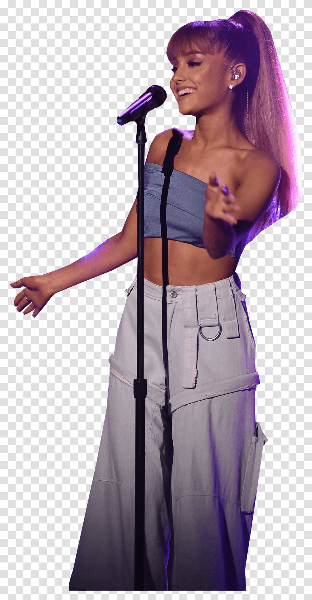Ariana Grande On Stage Image Ariana Grande Singing, Person, Microphone, Evening Dress Transparent Png