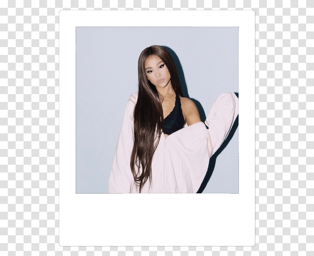 Ariana Grande White Tumblr Polaroid Square Photo Ariana Grande Model, Person, Sleeve, Female Transparent Png
