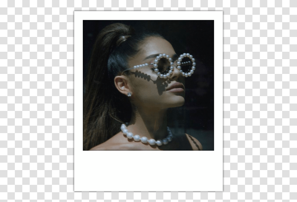 Ariana Grande White Tumblr Polaroid Square Photo Ariana Grande Pearl Sunglasses, Accessories, Jewelry, Face, Person Transparent Png