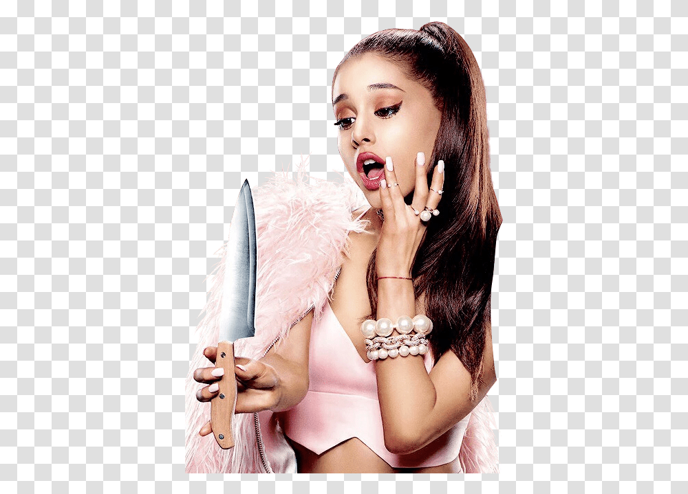 Ariana Grande With A Knife, Person, Finger, Female Transparent Png