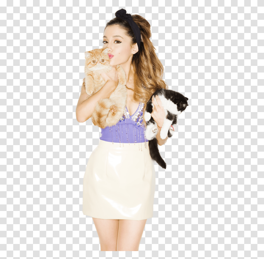 Ariana Grande With Cats, Person, Skirt, Mammal Transparent Png