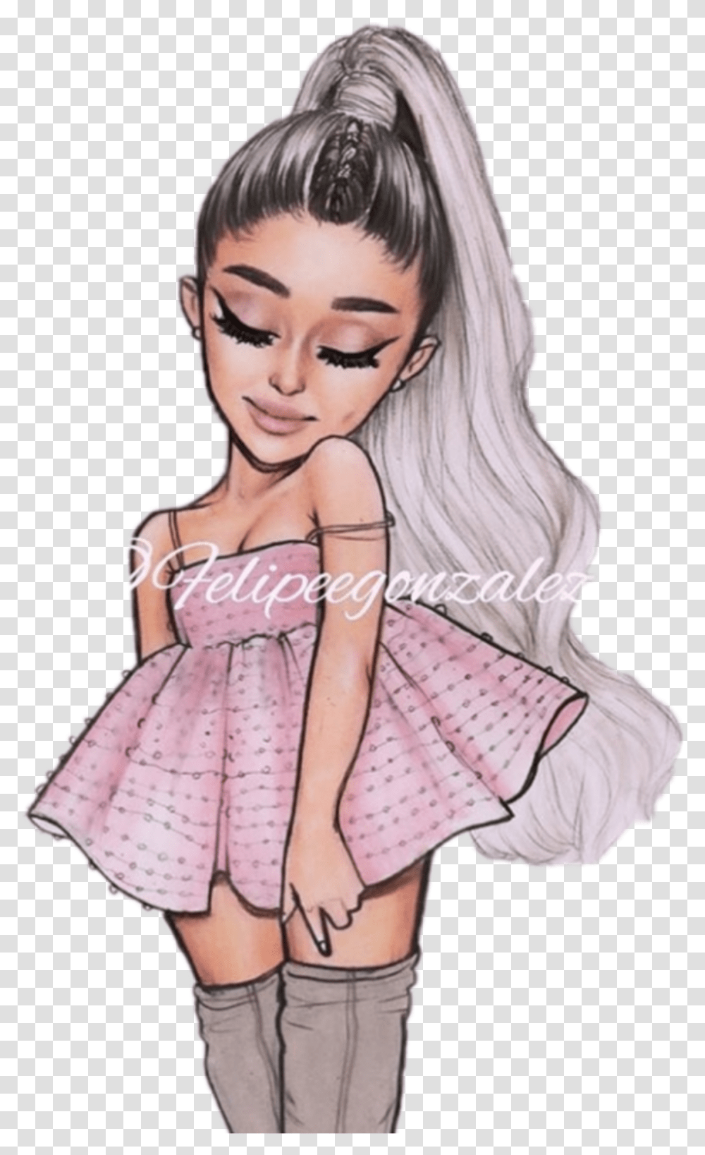 Arianagrande Ariana Grande Cute Little Child Pink Paste Cute Cartoon Cute Ariana Grande, Person, Human, Female Transparent Png