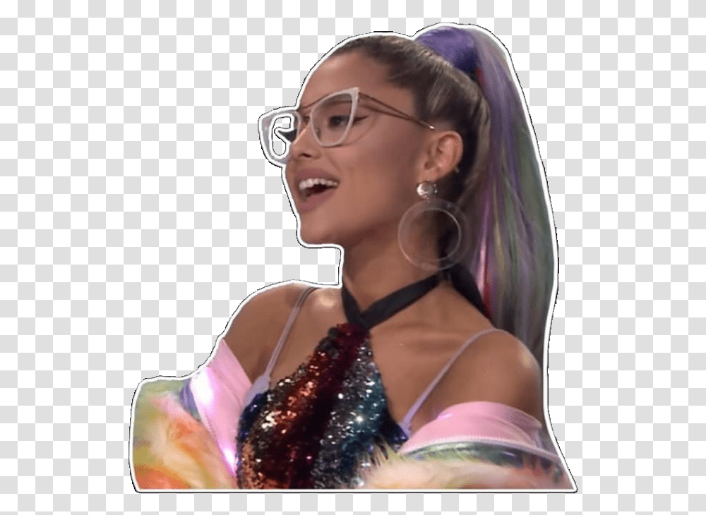 Arianagrande Ariana Grande Cute Rainbow Crazy Ariana Grande With Glasses, Person, Face, Performer, Dance Pose Transparent Png