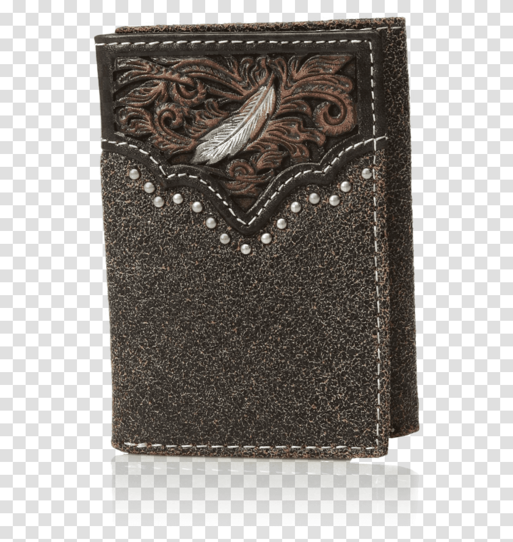Ariat Men's Distressed Leather Feather Emossed Trifold Wallet, Painting, Rug Transparent Png