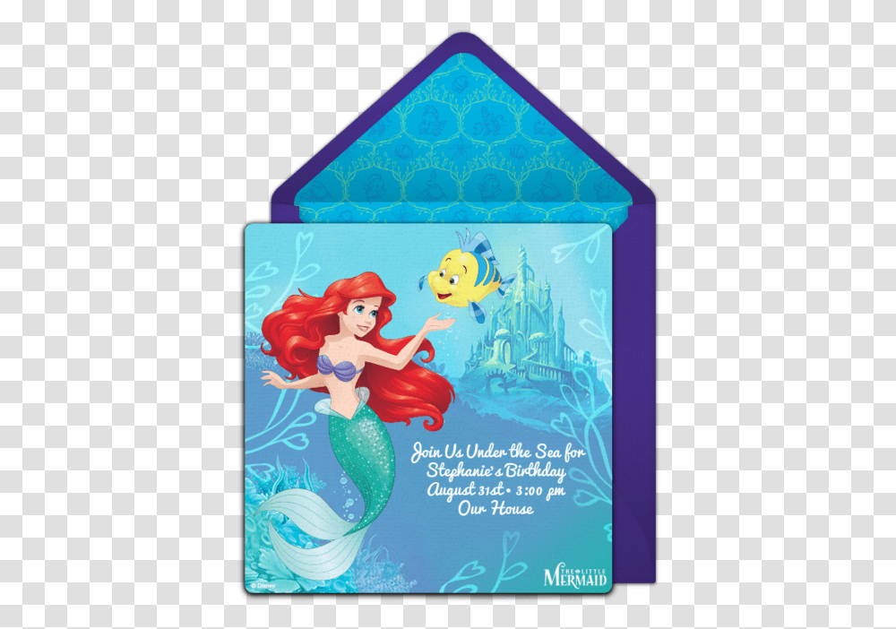 Ariel And Flounder, Envelope, Mail, Greeting Card, Person Transparent Png