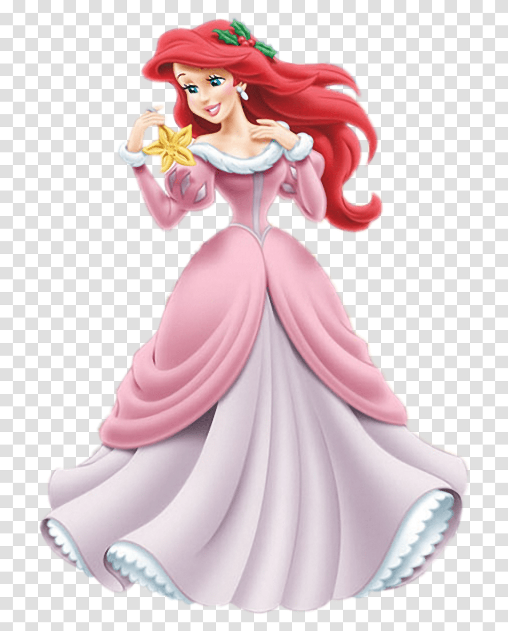 Ariel Ariel Disney Princess Christmas, Figurine, Clothing, Apparel, Gown Transparent Png