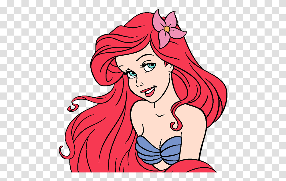 Ariel Clip Art Disney Galore With Flower Little Mermaid Ariel Flower, Person, Human, Hair Transparent Png