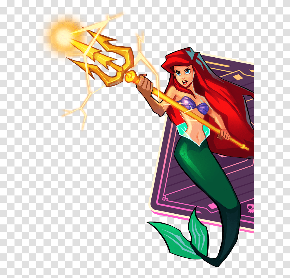 Ariel From The Little Mermaid Holding Trident Disney Sorcerer's Arena Ariel, Person, Comics Transparent Png