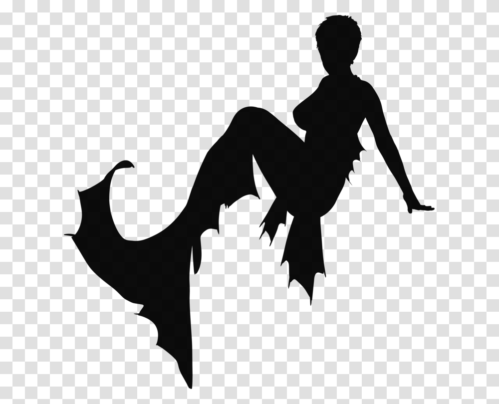 Ariel Mermaid Silhouette Drawing Siren, Gray, World Of Warcraft Transparent Png