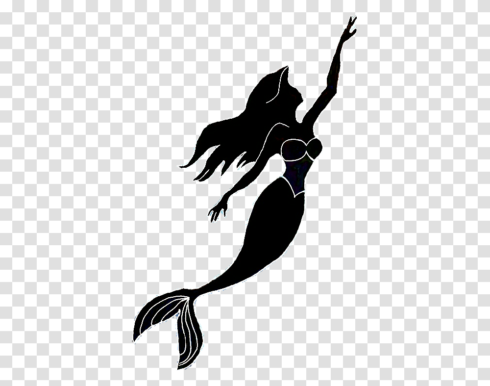 Ariel The Little Mermaid Silhouette Image The Little Mermaid Silhouette, Stencil, Animal, Mammal, Nature Transparent Png