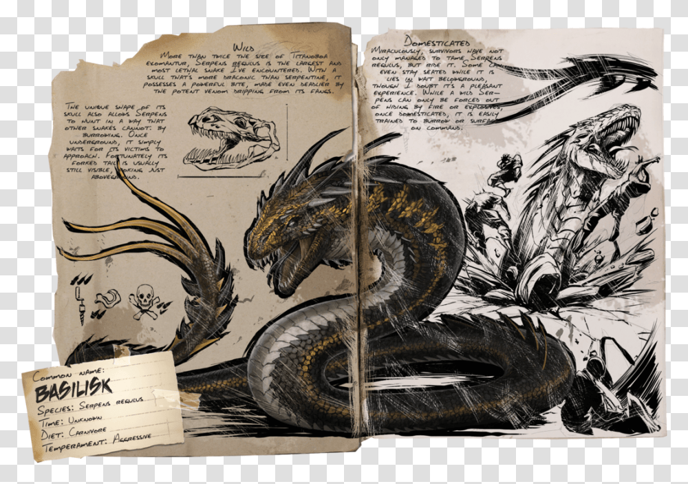 Ark Survival Evolved Basilisk, Dragon, Bird, Animal, Book Transparent Png
