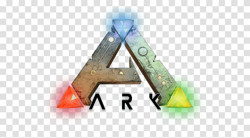 Ark Survival Logo Download Ark Survival Evolved Text, Triangle, Bulldozer Transparent Png