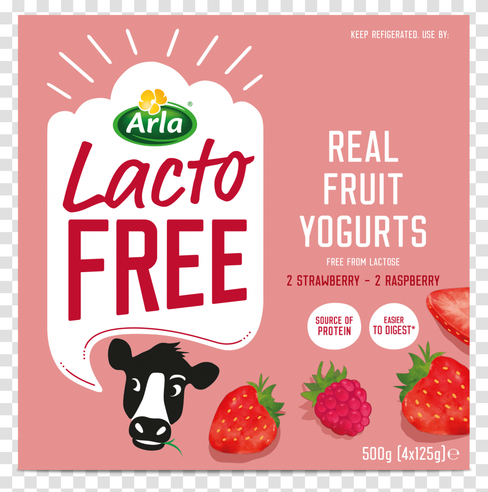 Arla Lactofree Real Fruit Yogurts 2 X Strawberry And 2 X New York Transit Museum, Advertisement, Poster, Flyer, Paper Transparent Png