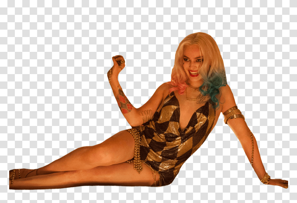 Arlequina Quinn Margot Harley Quinn Gold Dress, Skin, Person, Dance Pose, Leisure Activities Transparent Png