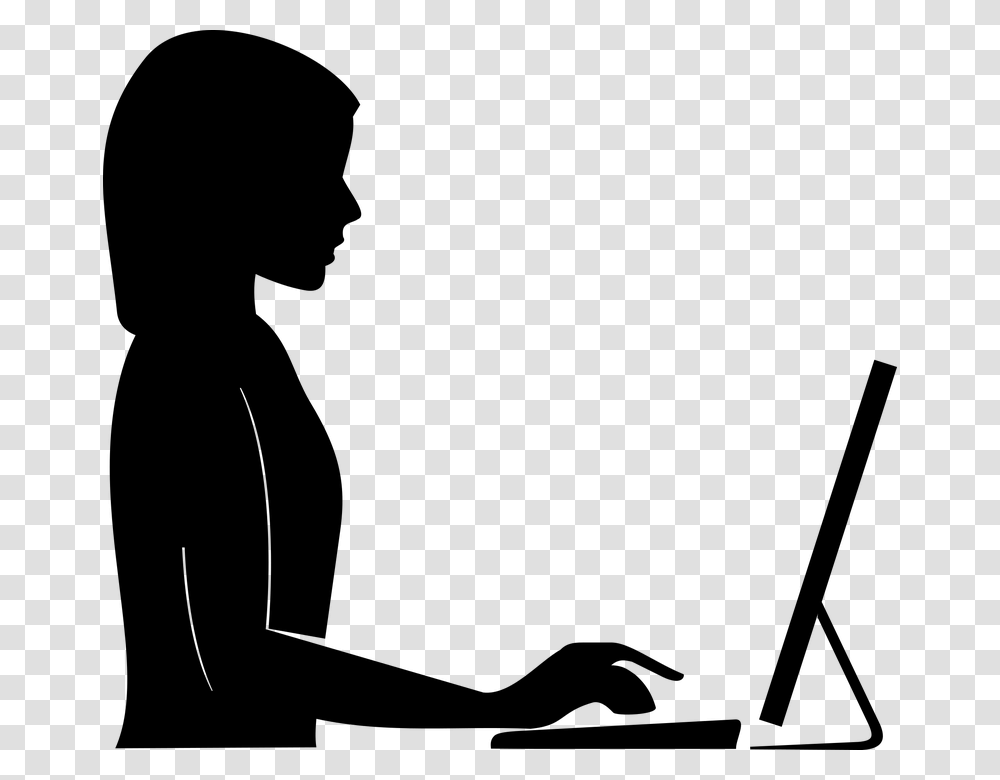 Arm Computer Female Human Profile Silhouette Woman Computer Silhouette, Gray, World Of Warcraft Transparent Png