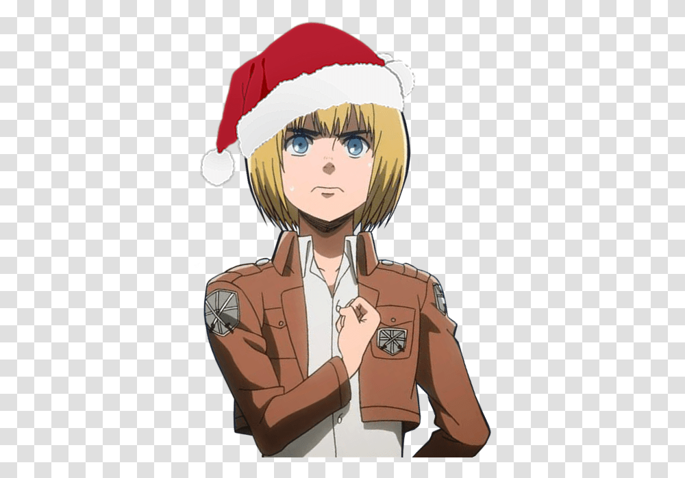 Armin Santa Hat Armin In A Christmas Hat, Comics, Book, Manga, Person Transparent Png