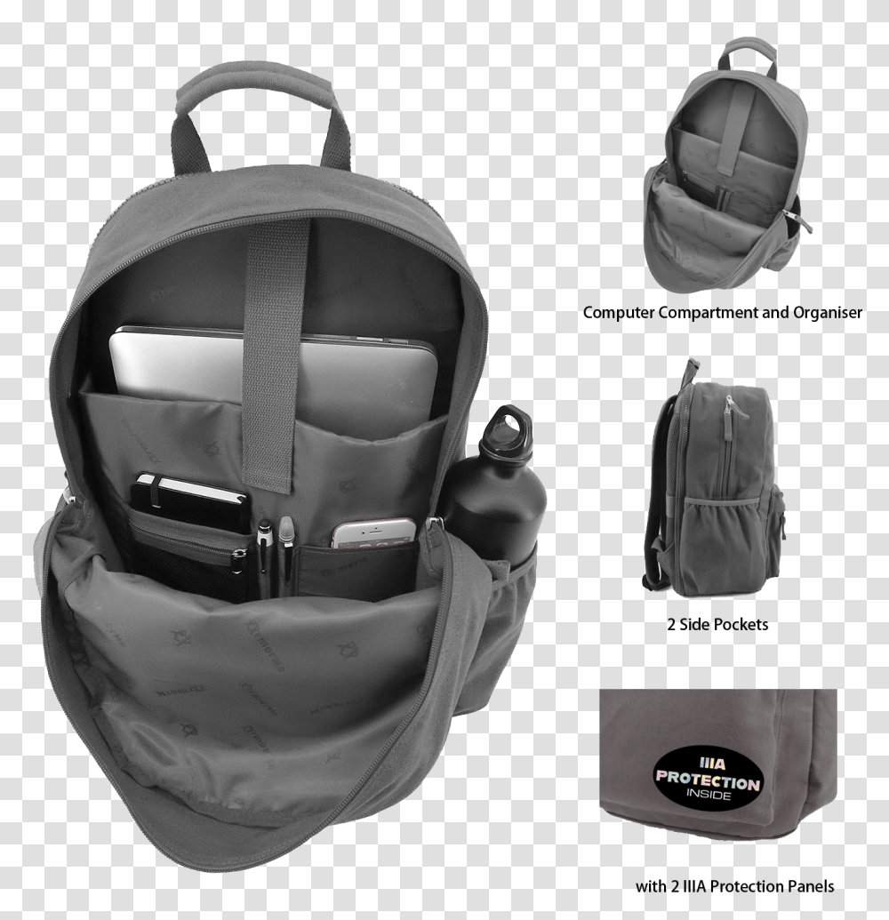 Armorme Double Bullet Resistant Panels Backpack Grey Mochila Antibalas, Bag Transparent Png