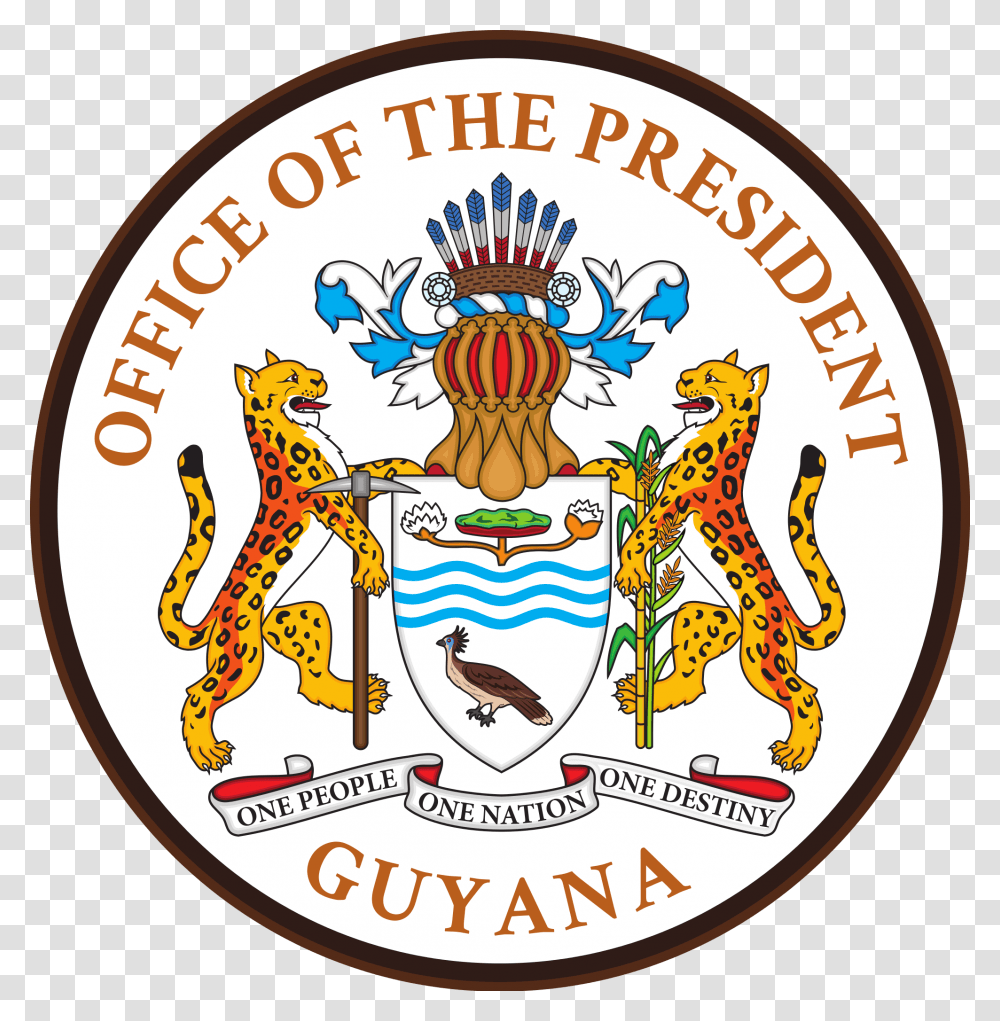Arms Of The President In Guyana Clipart Download Guyana Coat Of Arms Symbols, Logo, Trademark, Badge, Emblem Transparent Png
