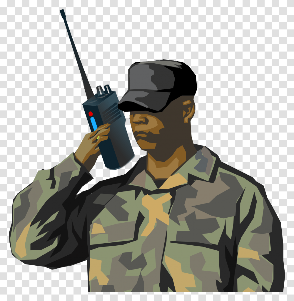 Army Guy Walkie Talkie, Military, Military Uniform, Person, Human Transparent Png