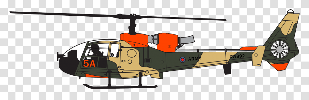 Army Helicopter Clipart British Westland Gazelle Ah, Vehicle, Transportation, Aircraft, Person Transparent Png