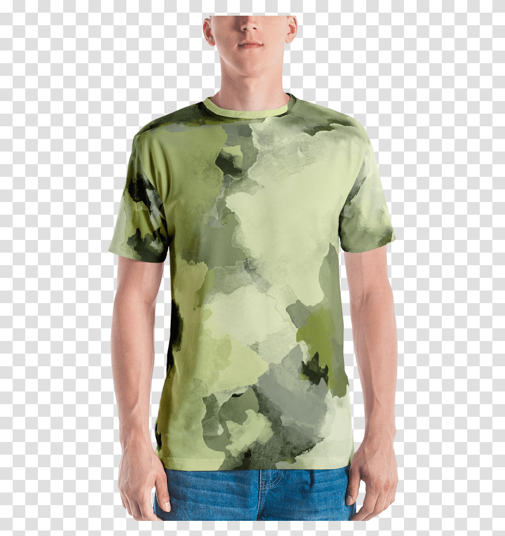Army Light Green Watercolor T Shirt T Shirt Zazuze All Over Eye Print T Shirt, Apparel, Sleeve, Person Transparent Png