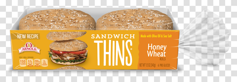 Arnold Honey Wheat Sandwich Thins, Burger, Food, Bakery, Shop Transparent Png