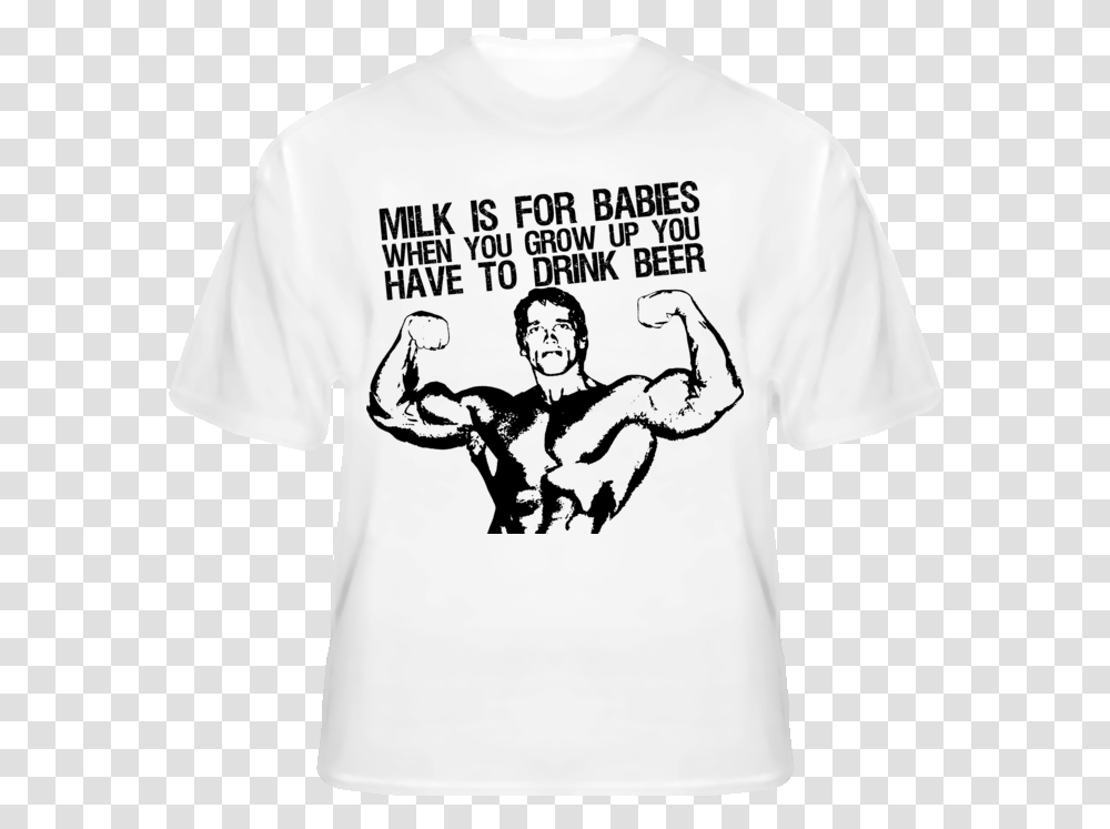 Arnold Schwarzenegger Drink Beer Funny Pumping T Shirt Watch Dogs 2 T Shirt, Apparel, T-Shirt, Person Transparent Png