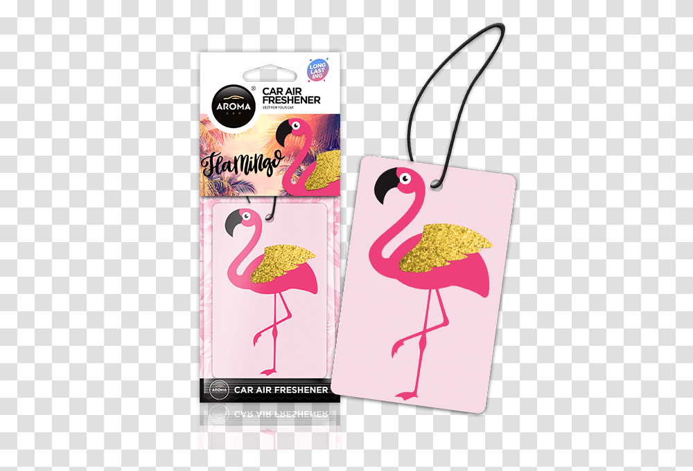 Aroma Car Aroma Flamingo Car Air Freshner, Bird, Animal, Text, Paper Transparent Png