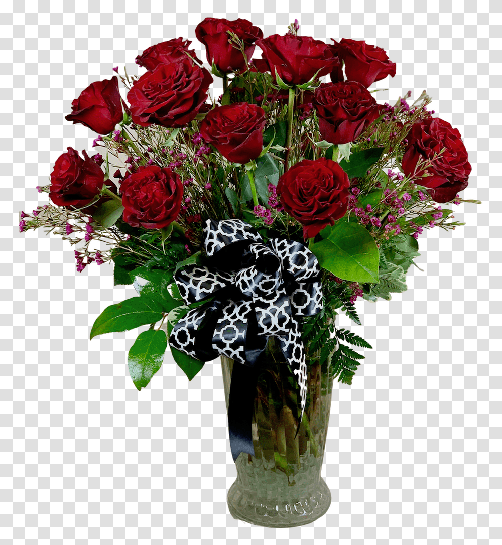 Arrangement Of Two Dozen Long Stemmed Roses With Fresh Garden Roses, Plant, Flower, Blossom, Flower Bouquet Transparent Png
