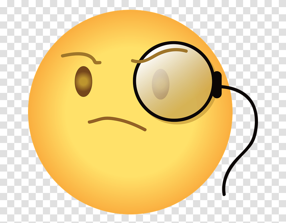 Arrogant Emoji Monocle Yellow Snooty Smiley, Food, Plant, Sweets, Confectionery Transparent Png