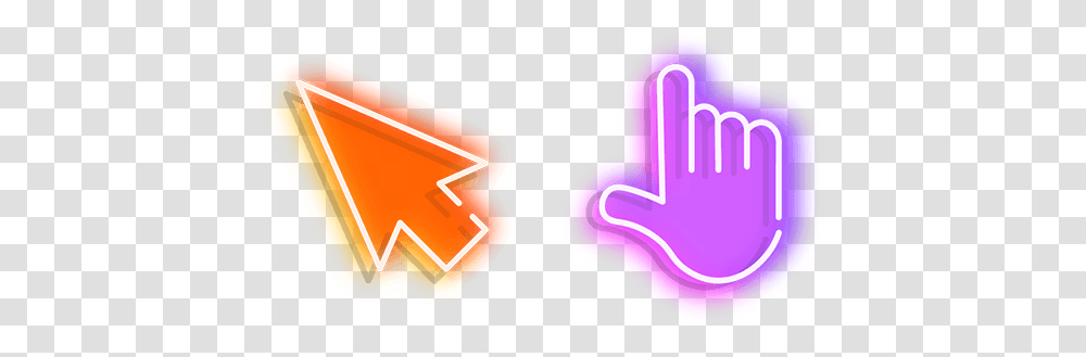 Arrow And Purple Hand Neon Cursor Sign, Text, Light, Alphabet, Dynamite Transparent Png