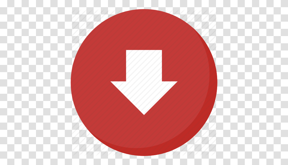 Arrow Circle Direction Down Download Navigation Red Icon, Logo, Trademark Transparent Png