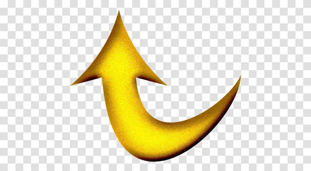 Arrow Curved Up Curved Arrow Gold, Banana, Fruit, Plant, Food Transparent Png