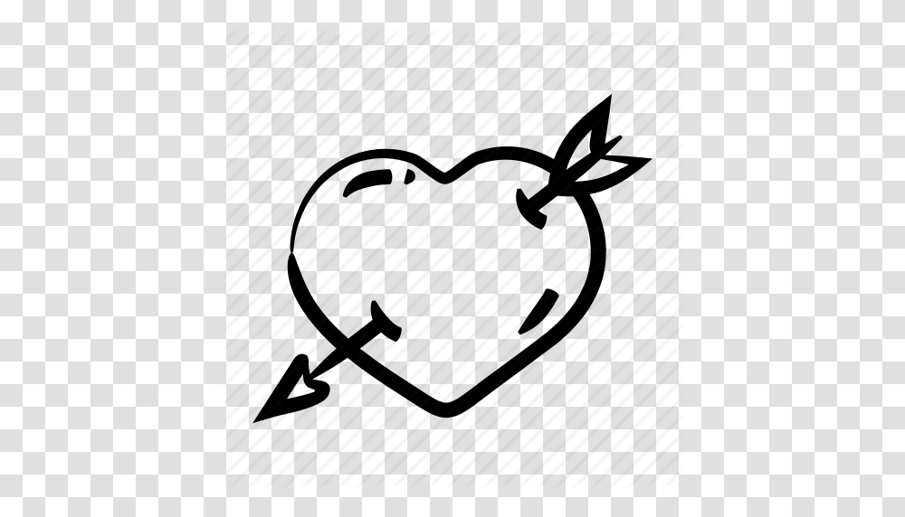 Arrow Dating Hand Drawn Heart Love Romance Struck Icon, Apparel, Helmet Transparent Png
