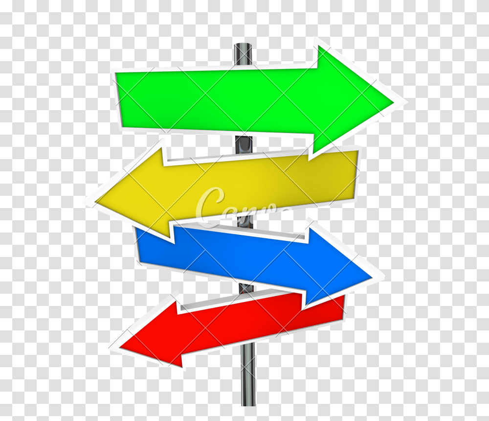 Arrow Direction Signs Four Colorful Guide Post Copyspace Blank, Road Sign, Number Transparent Png