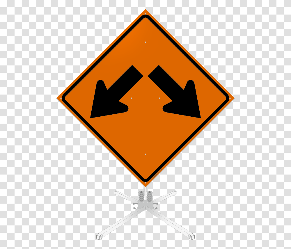 Arrow Left And Right Symbol Roll Up Sign Warning Sign That Has Two Arrows, Road Sign, Triangle Transparent Png