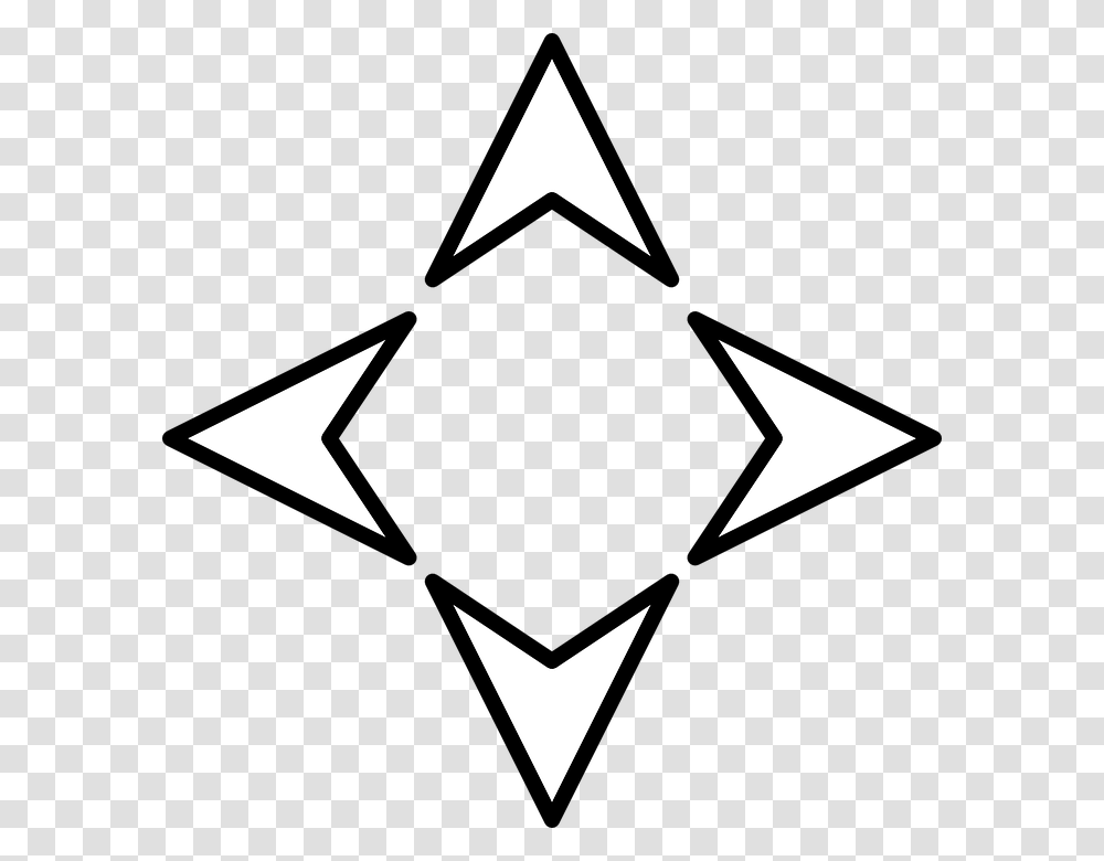 Arrow North Clip Art 4 Direction Arrow, Cross, Star Symbol, Stencil Transparent Png