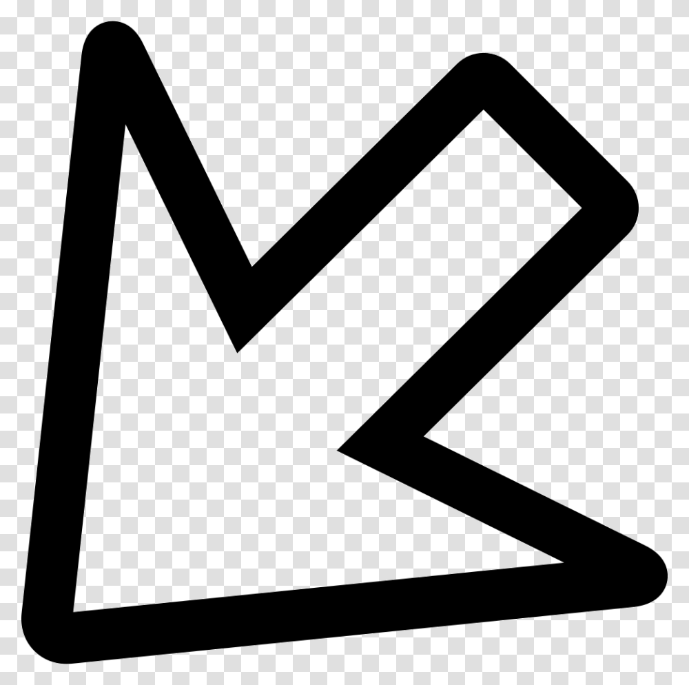 Arrow Outline Pointing To Left Down Freccia Verso Il Basso Sinistra, Triangle, Label Transparent Png
