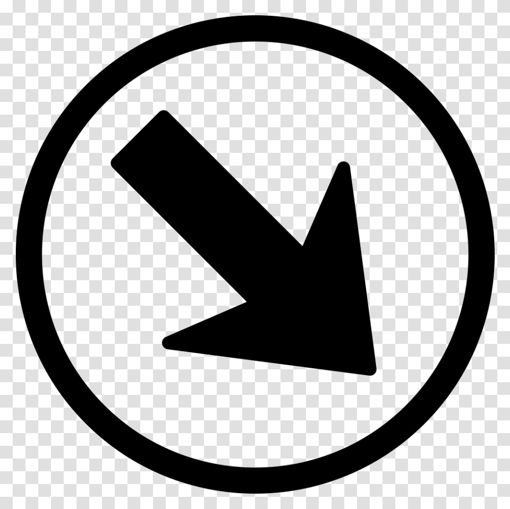 Arrow Pointing Down Right In A Circle Circle, Sign, Rug, Road Sign Transparent Png