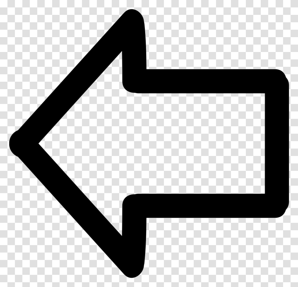 Arrow Pointing To Left Hand Drawn Outline Arrow Pointing Left, Axe, Tool, Logo Transparent Png