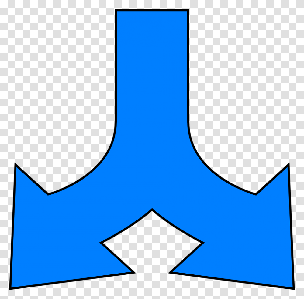 Arrows Blue Free Stock Photo Illustration Of A Blue Split Down, Emblem, Logo, Trademark Transparent Png