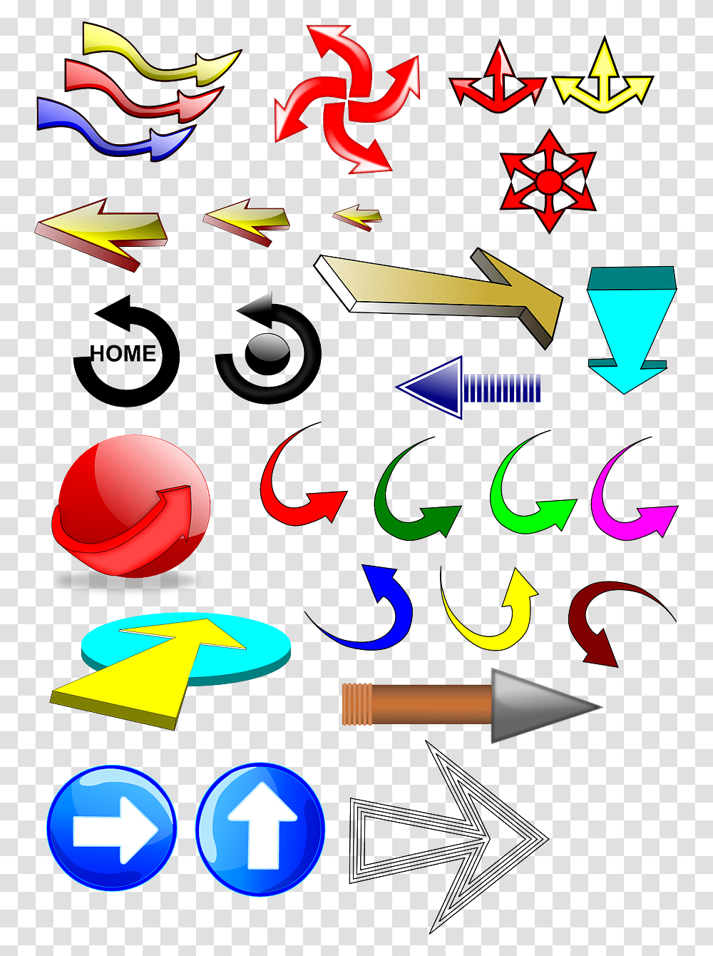 Arrows Glossy Icons Set Colors Image Arrows, Number, Alphabet Transparent Png