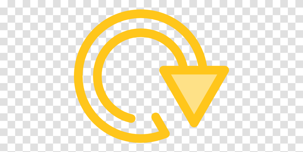 Arrows Reload Orientation Circular Arrow Loading Arrow Circle Yellow, Symbol, Triangle, Logo, Trademark Transparent Png