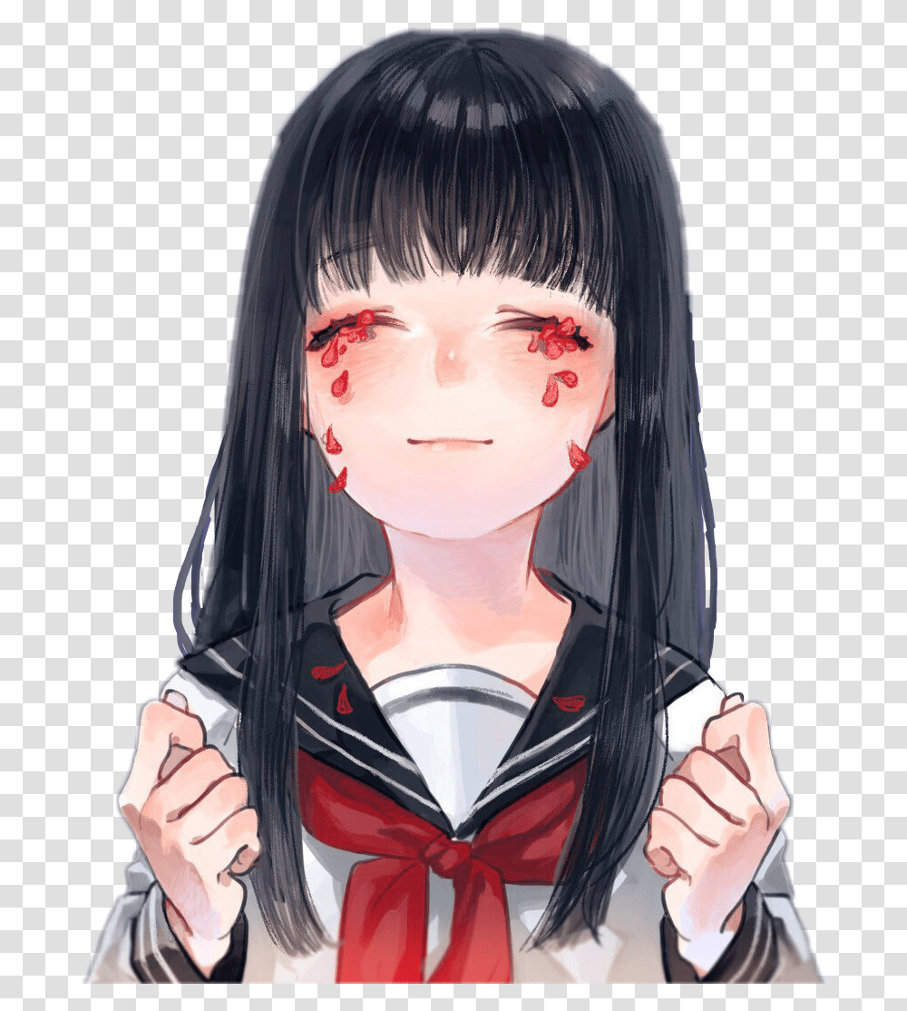 Art Anime Animegirl Cry School Schoolgirl Black Anime Girl Crying, Person, Human, Costume, Toy Transparent Png