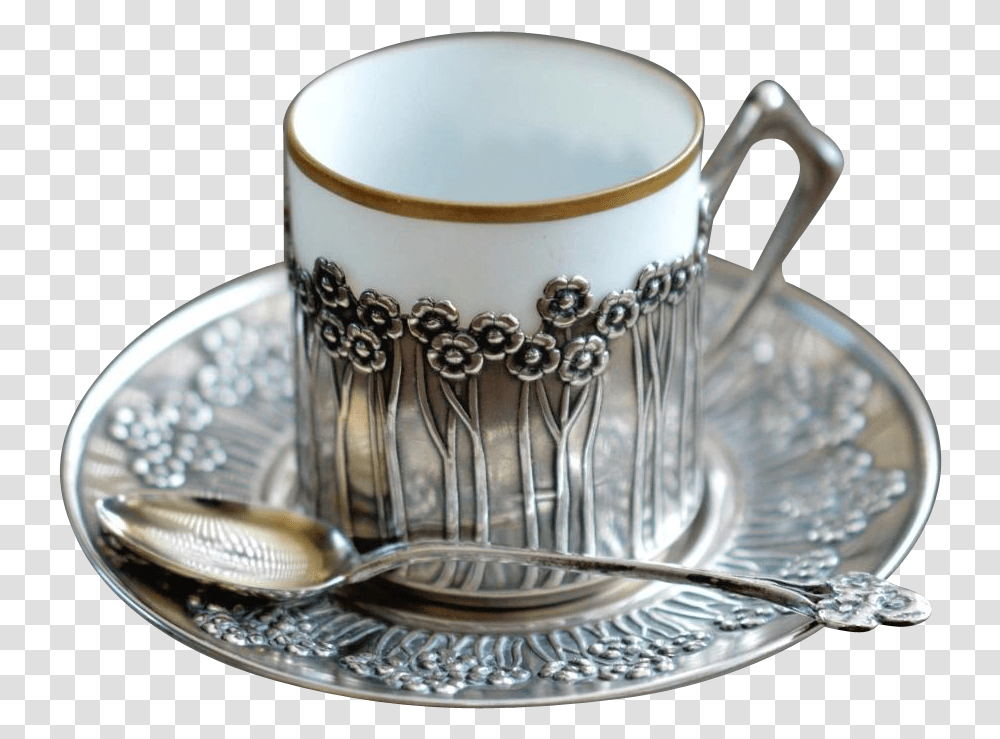 Art Deco Coffee Mugs Art Nouveau Silver Coffee Cup Art Nouveau Tea Cup, Saucer, Pottery, Porcelain Transparent Png