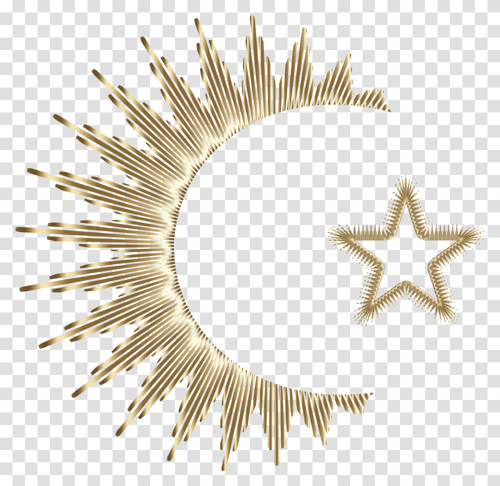 Art Deco Style Crescent And Star Gold Openclipart Pakistan Moon And Star Logo, Symbol, Star Symbol, Bird, Animal Transparent Png