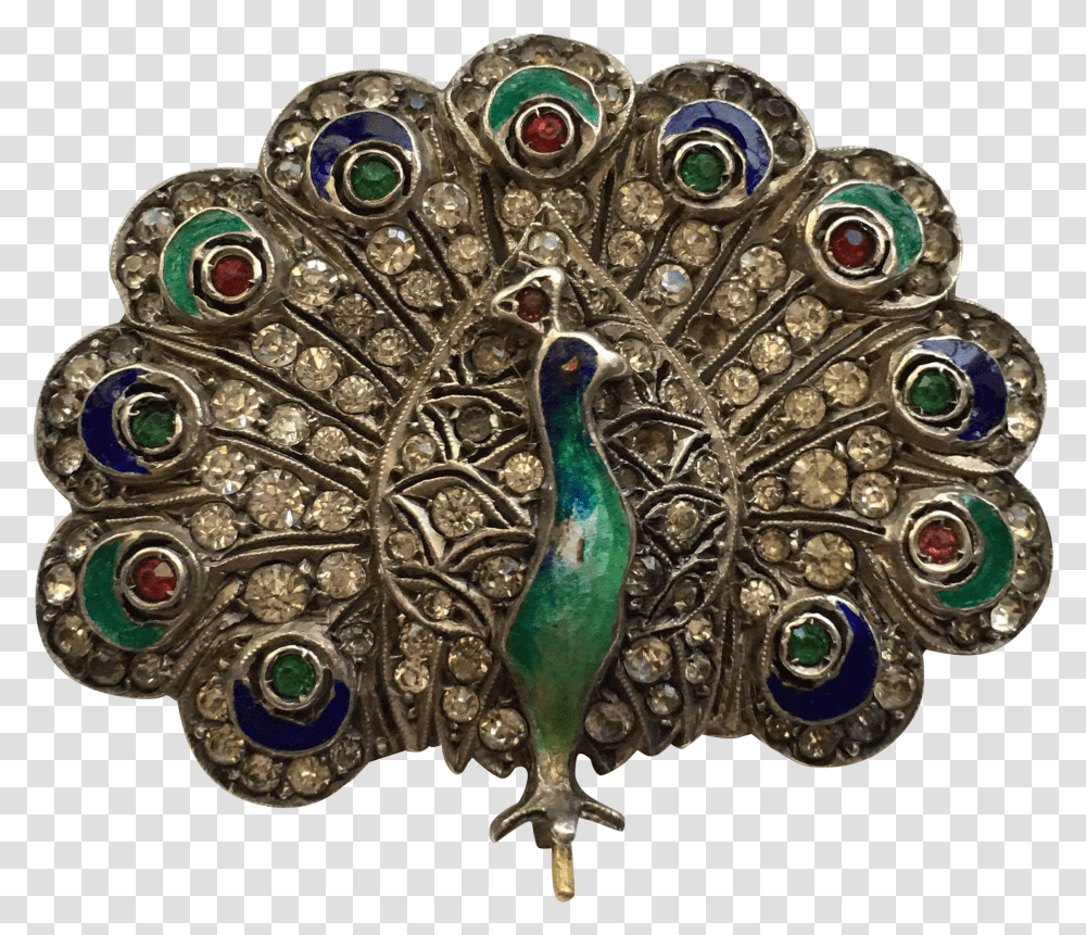 Art Deco Vintage Peacock Brooch Transparent Png