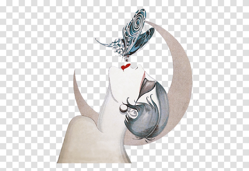 Art Deco Woman With Butterflies, Animal, Mammal, Person, Wolf Transparent Png